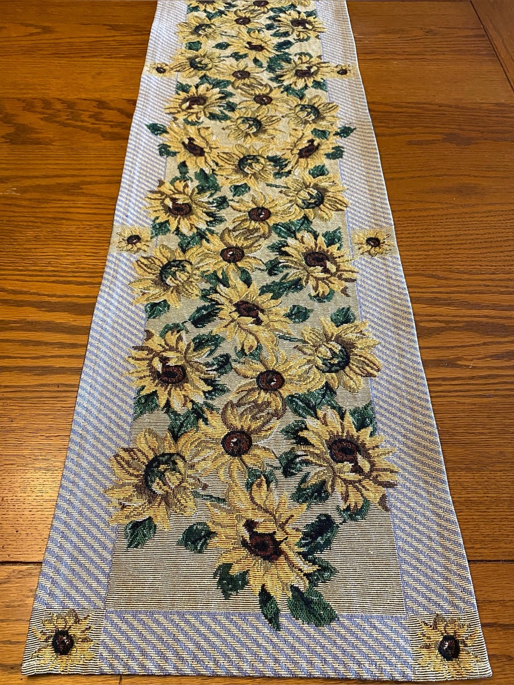 Sunflower tapestry table runner vintage